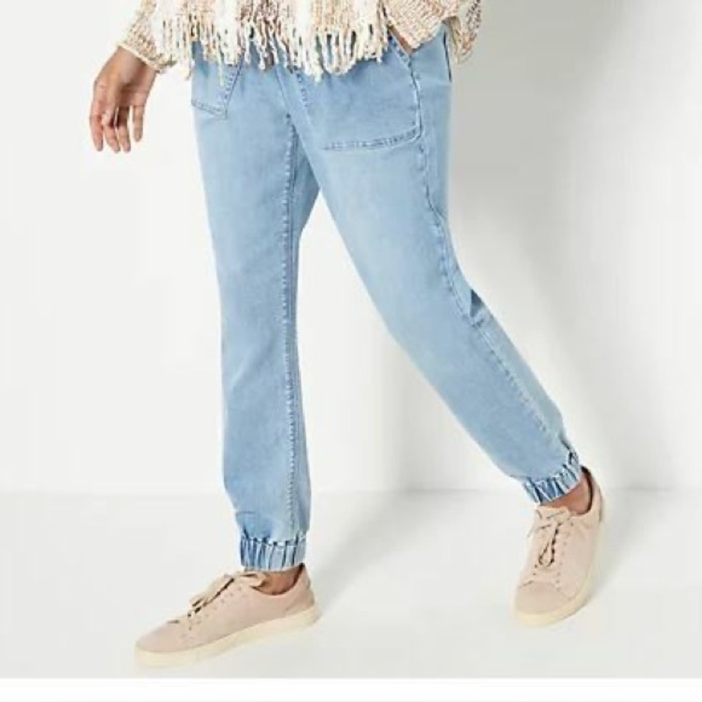 Laurie Felt Light Blue jogger Ankle Jeans plus size‎ 1X